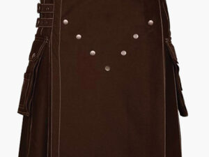 Brown Utility Kilt with Studded Apron