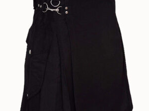 Cargo Black Utility Kilt - Black Kilt - Men Black Kilt