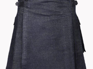 Black Denim Kilt - Custom Black Denim Kilt