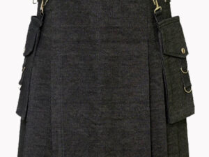 Mens Black Denim Kilt - Black Denim Kilt