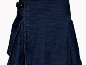 Mens Indigo Denim Kilt with Pockets