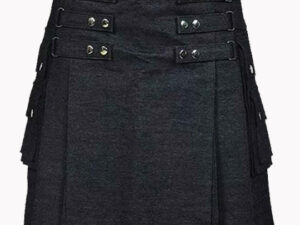 Modern Black Denim Kilt