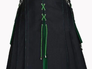 Black and Green laces Utility Kilt