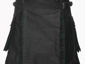 Lautreamont Black with Black Watch Tartan Hybrid Kilt