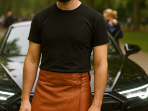 Brown Leather Kilt for Men | Rugged Utility Leather Kilt