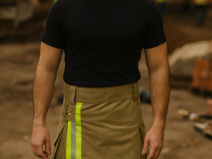 Men’s Khaki Firefighter Utility Kilt with Reflective Tape